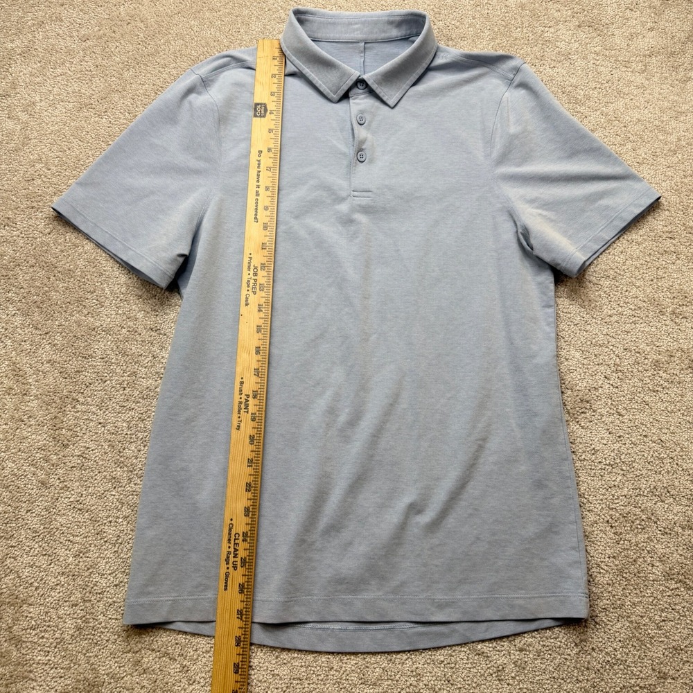 Lululemon Mens M Polo Shirt Light Blue Evolution Short Sleeve Performance - Picture 5 of 6